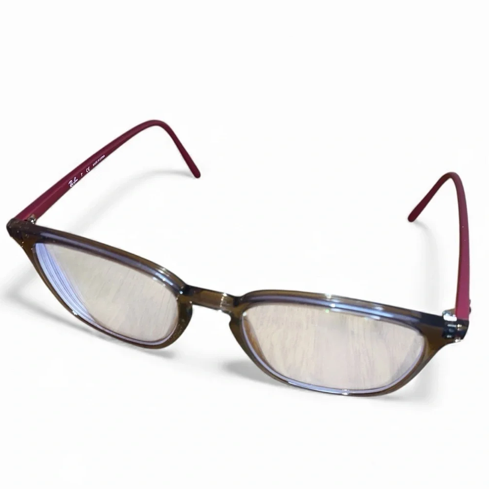 RAY BAN EYEGLASSES-Frames Case Cleaning Cloth RB 7185 8083 Clear, Gray, Red